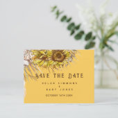 Rustieke Zonnebloem Mosterd Vierkant Save the Date Briefkaart (Staand voorkant)