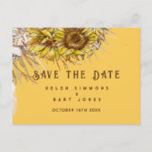 Rustieke Zonnebloem Mosterd Vierkant Save the Date Briefkaart (Voorkant)