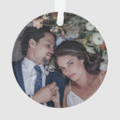 Rustieke Zonnebloem Mr & Mrs Onze 1e Kerstmis Ornament (achterkant)