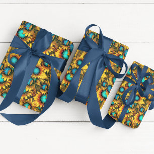 Rustieke zonnebloem naadloos decoupagepatroon cadeaupapier