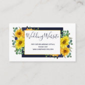 Rustieke Zonnebloem Navy Blue Rozen Bruiloft Websi Informatiekaartje (Voorkant)