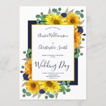 Rustieke Zonnebloem Navy Blue Rozen Country Weddin