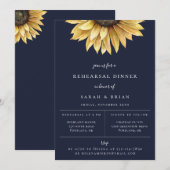 Rustieke Zonnebloem Navyblauw Oefendiner Aankondiging (Voorkant / Achterkant)