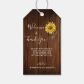 Rustieke zonnebloem op houten bruiloft Welkomsttas Cadeaulabel (Voorkant)