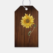 Rustieke zonnebloem op houten bruiloft Welkomsttas Cadeaulabel (Achterkant)