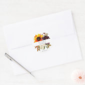 Rustieke Zonnebloem & Paarse Bloemen Dank u Ronde Sticker (Envelop)