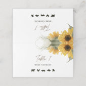 Rustieke Zonnebloem, Plaats kaart met maaltijdopti Plaatskaartje (Buitenkant ongevouwen)