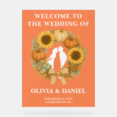 Rustieke Zonnebloem Pompoen Krans Fall Wedding Acryl Bord (Voorkant)