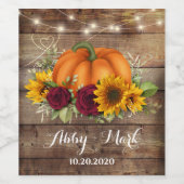 Rustieke Zonnebloem, Pompoen & Rozen Wijnlabel Wijn Etiket (Enkel label)