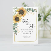 Rustieke Zonnebloem QR Code Bruiloft Save the Date (Staand voorkant)