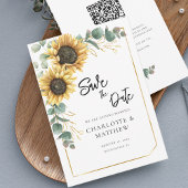 Rustieke Zonnebloem QR Code Bruiloft Save the Date