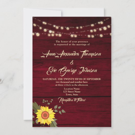 Rustieke Zonnebloem QR Code Foto Bruiloft Kaart (Voorkant)