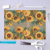 Rustieke Zonnebloem Rand op Hout Decoupage Tissuepapier (Craft)