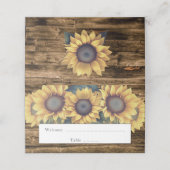 Rustieke zonnebloem receptie plaatskaartje (Buitenkant ongevouwen)