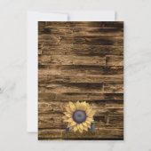 Rustieke zonnebloem repetitie diner kaart (Achterkant)