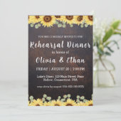 Rustieke zonnebloem repetitie diner uitnodigingen (Staand voorkant)