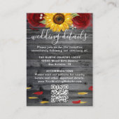 Rustieke Zonnebloem Rode Roos Bruiloft RSVP QR Cod Informatiekaartje (Voorkant)