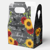 Rustieke Zonnebloem Rood Rose Hout Dank u bruiloft Bedankdoosjes (Geopend)