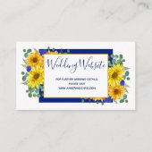 Rustieke Zonnebloem Royal Blue Rozen Bruiloft Webs Informatiekaartje (Voorkant)