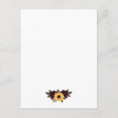 Rustieke Zonnebloem Rozen Bruiloft Details Informatiekaartje (Achterkant)