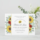 Rustieke zonnebloem Rozen groen bruiloft uitnodigi Kaart (Staand voorkant)
