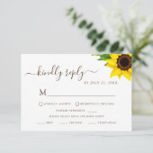 Rustieke Zonnebloem RSVP Dieetreactiekaart Kaartje (Staand voorkant)