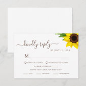 Rustieke Zonnebloem RSVP Dieetreactiekaart Kaartje (Voorkant / Achterkant)