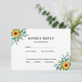 Rustieke Zonnebloem RSVP Herfst Kleuren Uitnodigin Kaart (Staand voorkant)