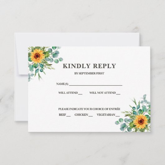 Rustieke Zonnebloem RSVP Herfstkleuren Uitnodiging (Voorkant)