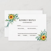 Rustieke Zonnebloem RSVP Herfstkleuren Uitnodiging (Voorkant / Achterkant)