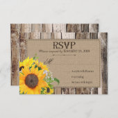 Rustieke Zonnebloem RSVP-kaart RSVP Kaartje (Voorkant / Achterkant)