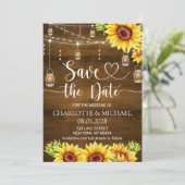 Rustieke Zonnebloem Save the Date Huwelijk Kaart (Staand voorkant)