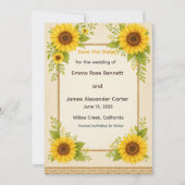 Rustieke Zonnebloem Save the Date Kaart (Voorkant)