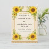 Rustieke Zonnebloem Save the Date Kaart (Staand voorkant)
