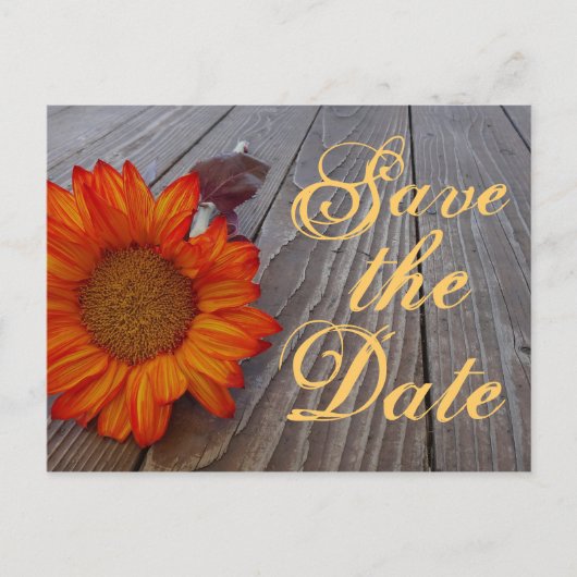 Rustieke Zonnebloem Save The Date Wedding Briefkaa Aankondigingskaart (Voorkant)