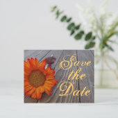 Rustieke Zonnebloem Save The Date Wedding Briefkaa Aankondigingskaart (Staand voorkant)