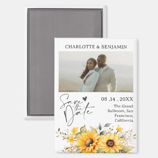 Rustieke Zonnebloem Save The Date Wedding Magneet (Voorkant / Achterkant)
