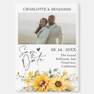 Rustieke Zonnebloem Save The Date Wedding Magneet