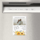 Rustieke Zonnebloem Save The Date Wedding Magneet (Insitu (Vaatwasser))