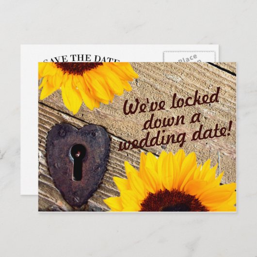 Rustieke Zonnebloem Save The Date Wedding Post Kaa Aankondigingskaart (Voorkant / Achterkant)