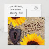 Rustieke Zonnebloem Save The Date Wedding Post Kaa Aankondigingskaart (Voorkant / Achterkant)