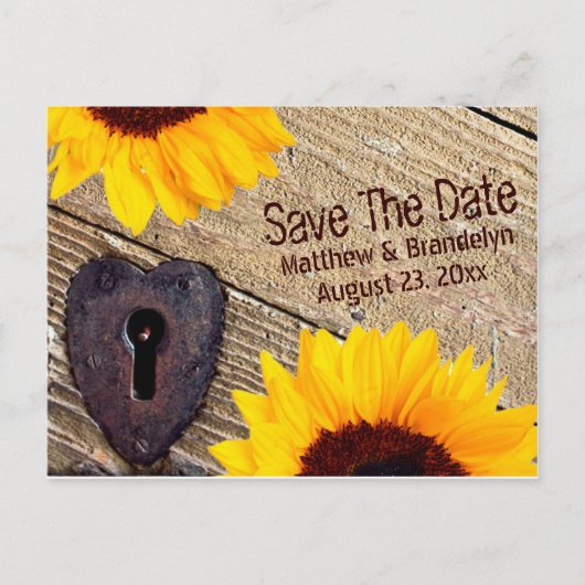 Rustieke Zonnebloem Save The Date Wedding Post Kaa Aankondigingskaart (Voorkant)