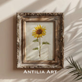 Rustieke zonnebloem schilderij land boerderij bloe poster