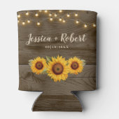 Rustieke Zonnebloem Schuur Hout Bruiloft Koelbox Blikjeskoeler (Achterkant)