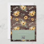 Rustieke Zonnebloem Schuur Hout QR Code Huwelijk Kaart (Achterkant)