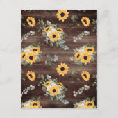 Rustieke Zonnebloem Schuur Hout Wedding Details Informatiekaartje (Achterkant)