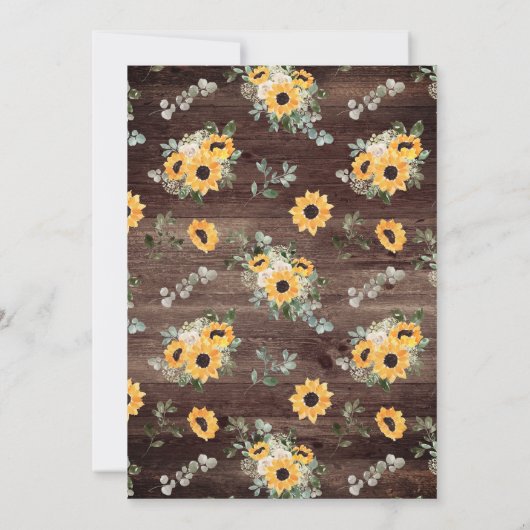Rustieke Zonnebloem Schuur Houten Bruiloft Kaart (Achterkant)