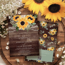 Rustieke Zonnebloem Schuur Houten QR Code Trouw 