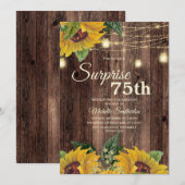 Rustieke Zonnebloem Slingerlicht Verrassing 75e Kaart (Voorkant / Achterkant)