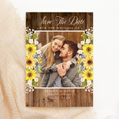 Rustieke zonnebloem slingerlichten foto save the d date